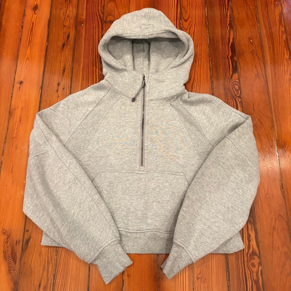 Lululemon Scuba Oversized 1/2 Zip Hoodie Heathered Core Ultra Light Grey XS/S